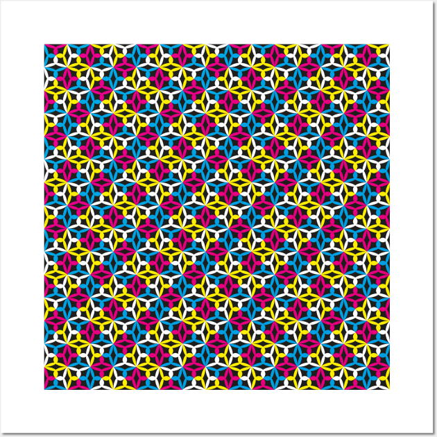 Geometric Flower Petal Pattern (CMYK Colour) Wall Art by John Uttley